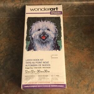 WonderArt Shaggy Latch Hook Kit - Shaggy Dog Artwork, White/Blue